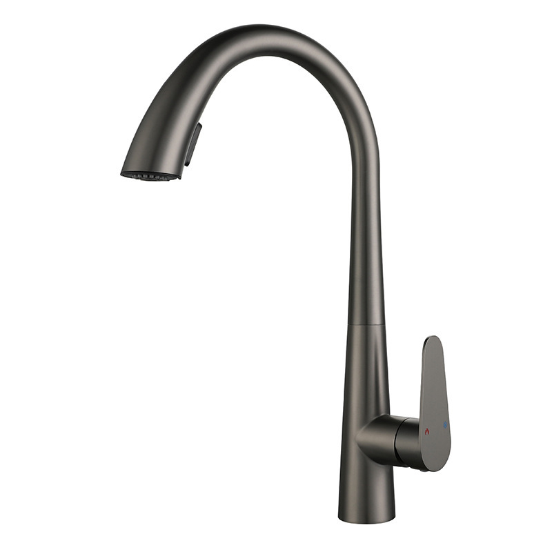 Brushed Gold Pull Out Kitchen Sink Mixer Faucet