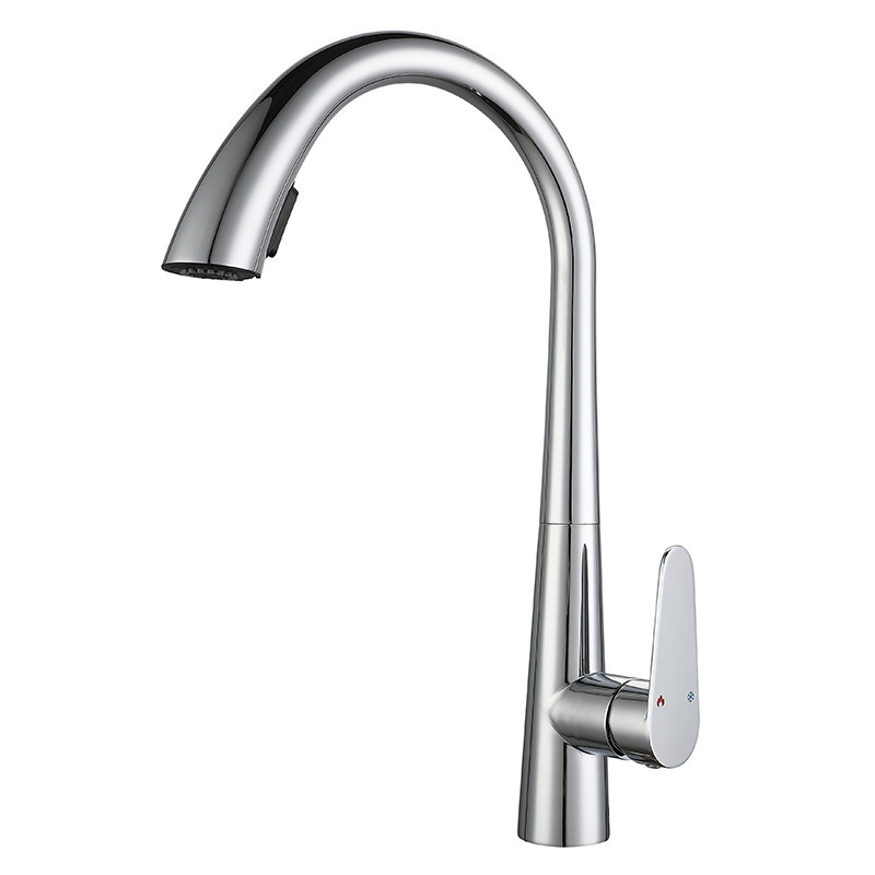 Brushed Gold Pull Out Kitchen Sink Mixer Faucet