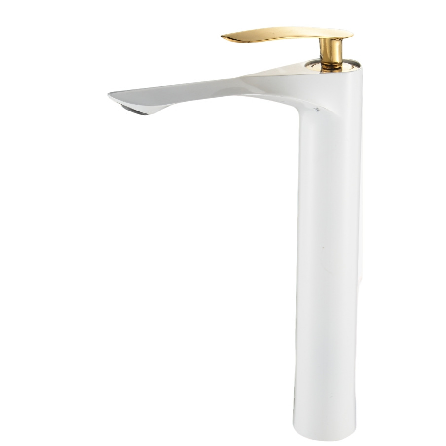 Matte Black & Gold Tall Vessel Basin Mixer Faucet