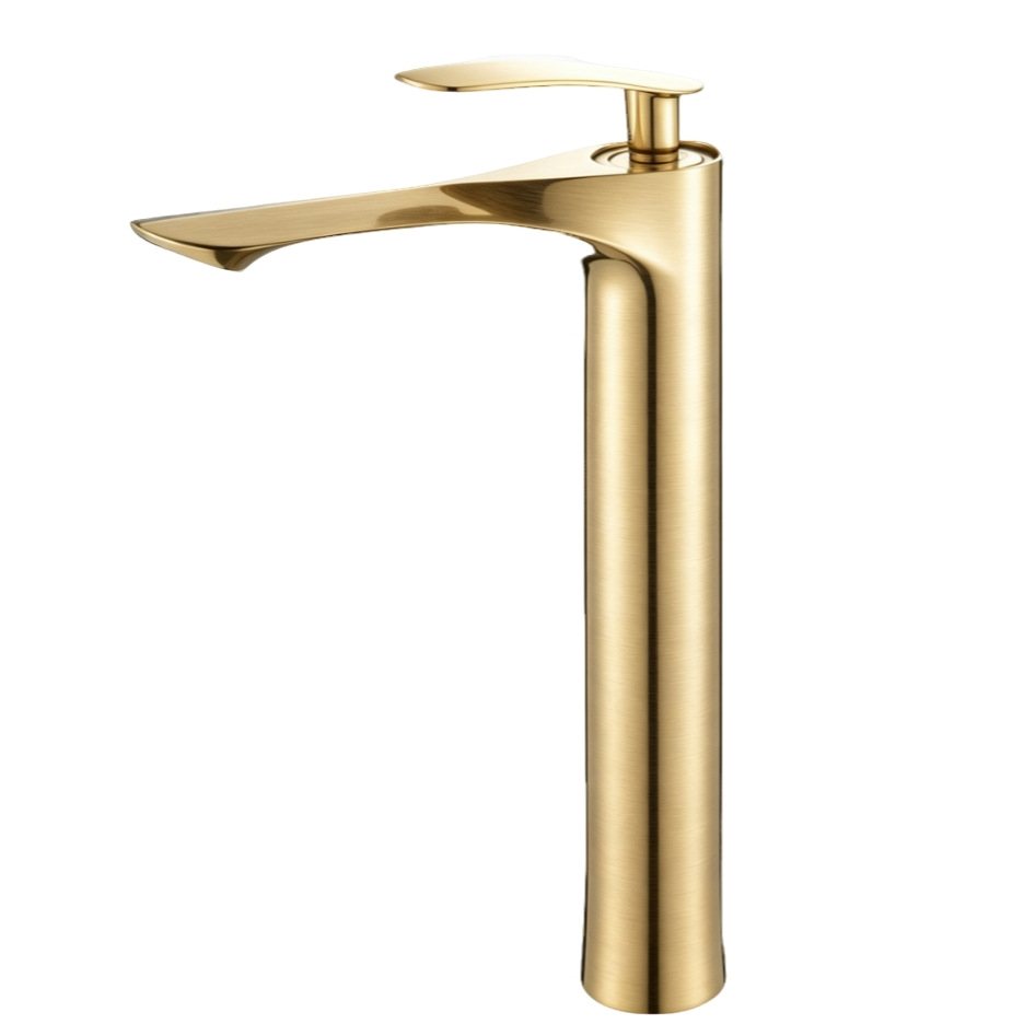Matte Black & Gold Tall Vessel Basin Mixer Faucet