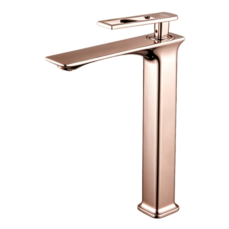 Polished Rose Gold Single Lever Bathroom Basin Mixer Faucet