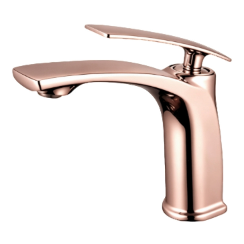 Polished Gold Curved Tall Vessel Basin Mixer Faucet