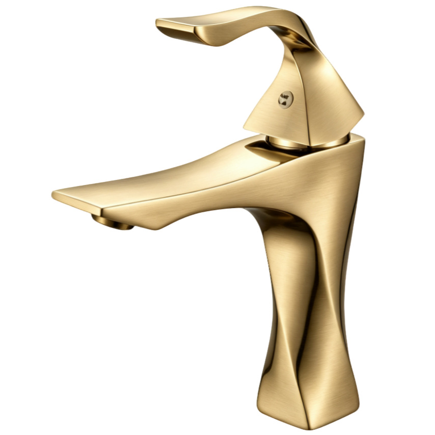 Artistic Polished Rose Gold Single Lever Basin Mixer Faucet
