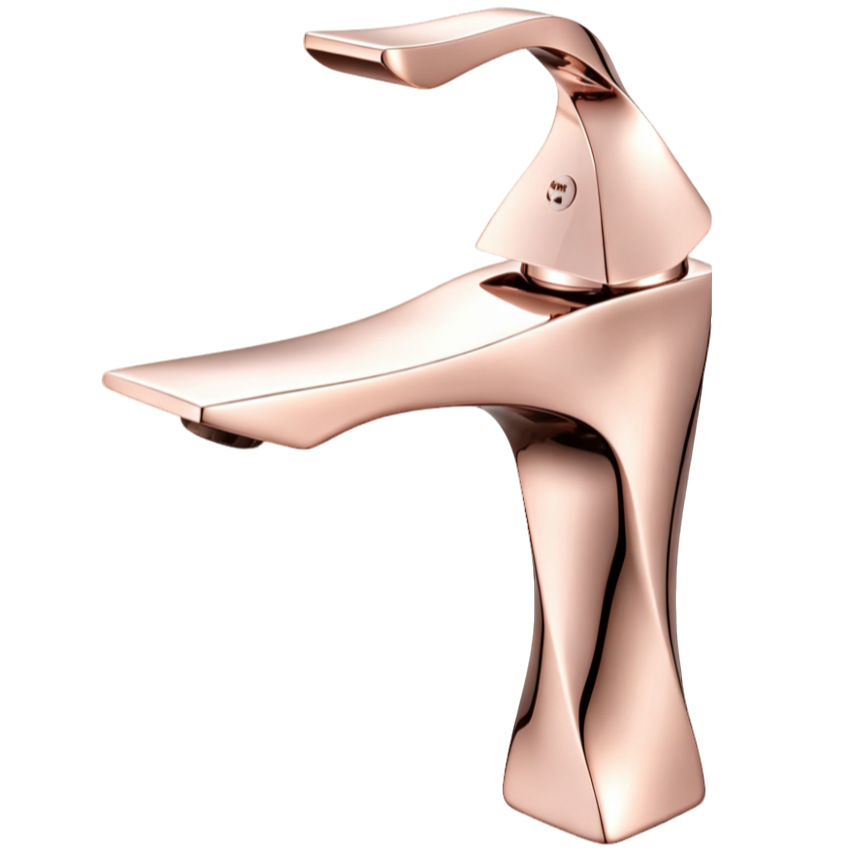 Artistic Polished Rose Gold Single Lever Basin Mixer Faucet