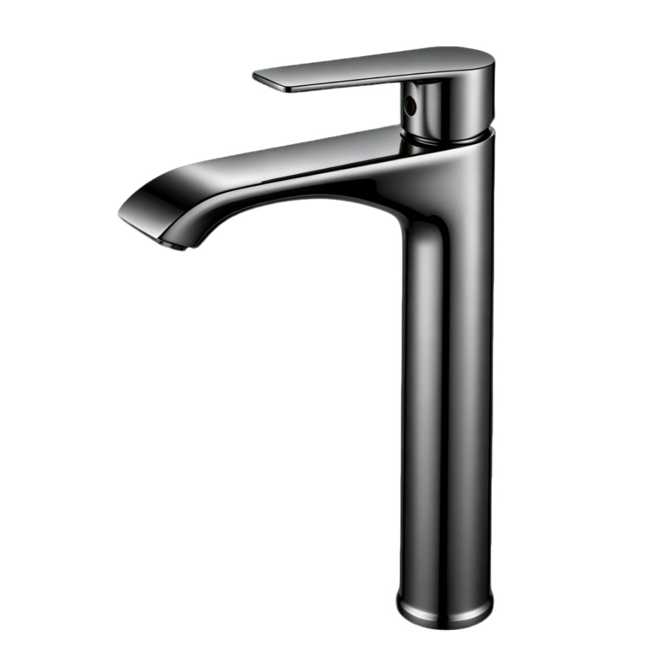 Matte Black Curved Spout Tall Vessel Basin Mixer Faucet