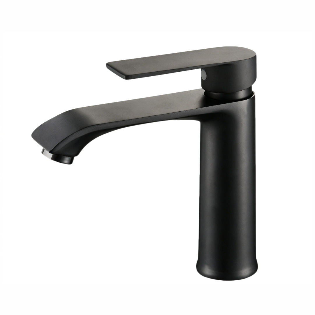 Matte Black Curved Spout Tall Vessel Basin Mixer Faucet