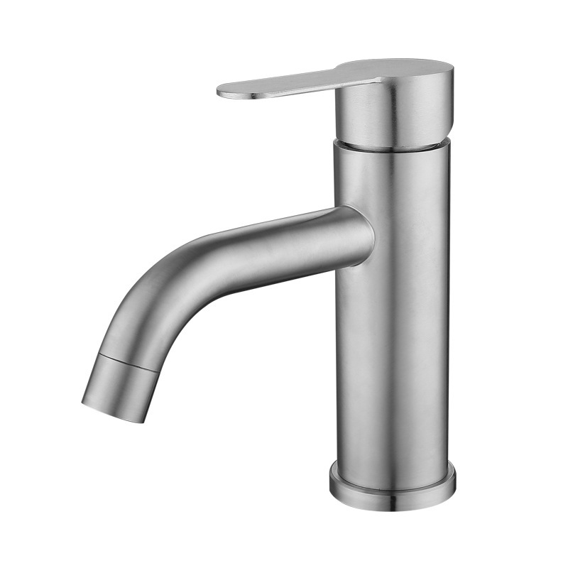 Brushed Stainless Steel Single Lever Basin Mixer Faucet