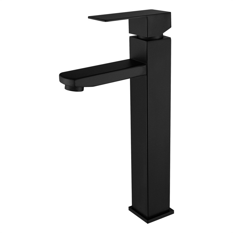 Matte Black Square Single Lever Basin Mixer Faucet