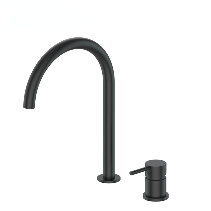 Brushed Gold Two Pieces Widespread Basin Mixer Faucet