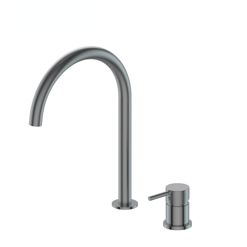 Brushed Gold Two Pieces Widespread Basin Mixer Faucet