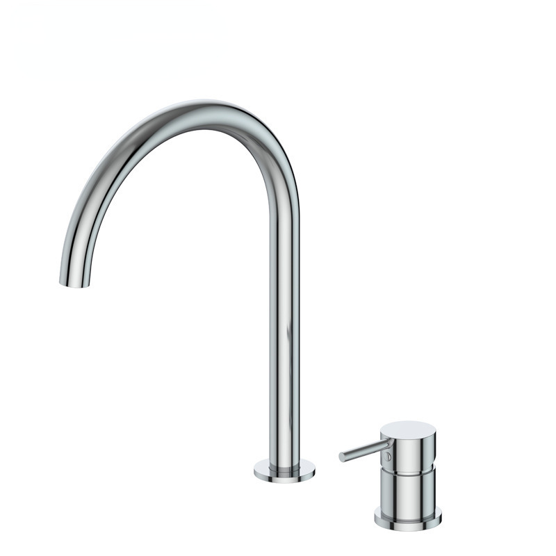 Brushed Gold Two Pieces Widespread Basin Mixer Faucet