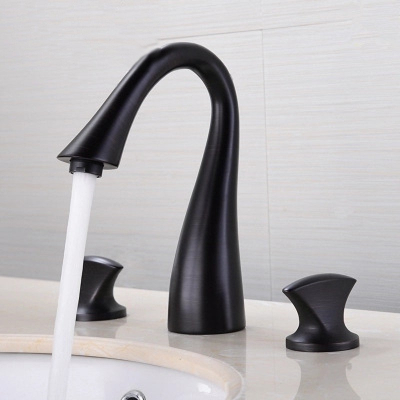 Polished Gold 3 Hole Widespread Basin Mixer Faucet