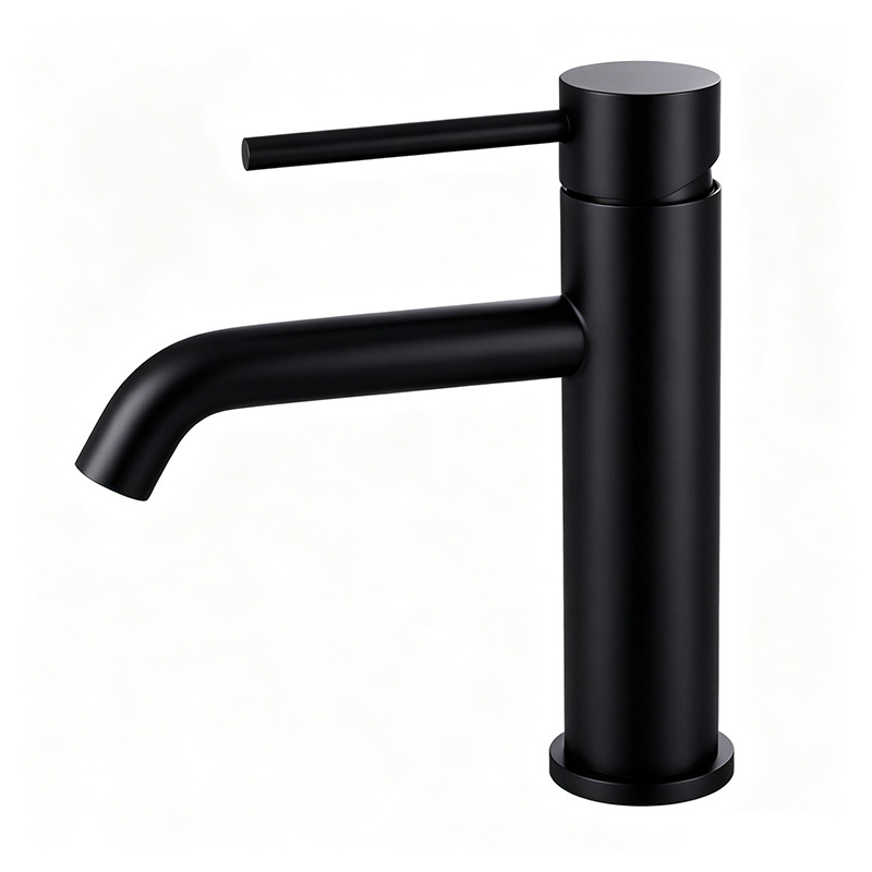 Matte Black Single Lever Basin Mixer Faucet, Solid Brass