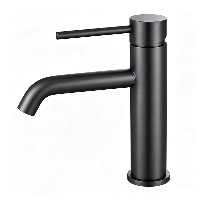 Matte Black Single Lever Basin Mixer Faucet, Solid Brass
