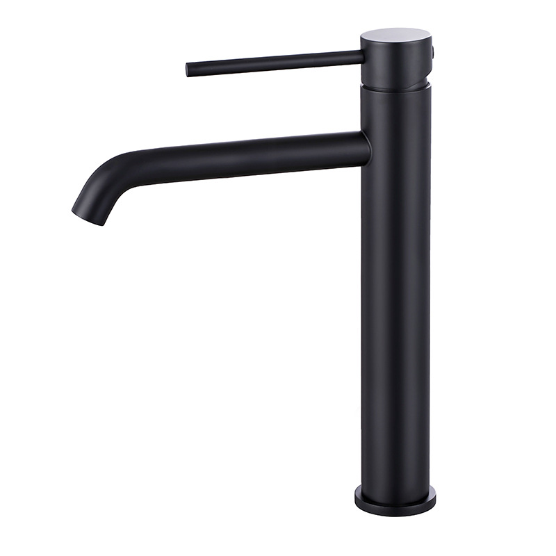 Matte Black Single Lever Basin Mixer Faucet, Solid Brass