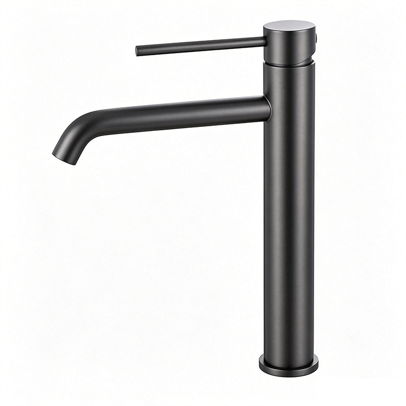 Matte Black Single Lever Basin Mixer Faucet, Solid Brass