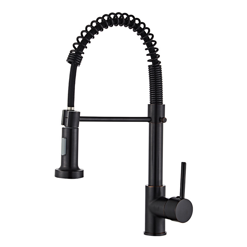 Oil Rubbed Black Spring Pull-Out Kitchen Faucet, Solid Brass
