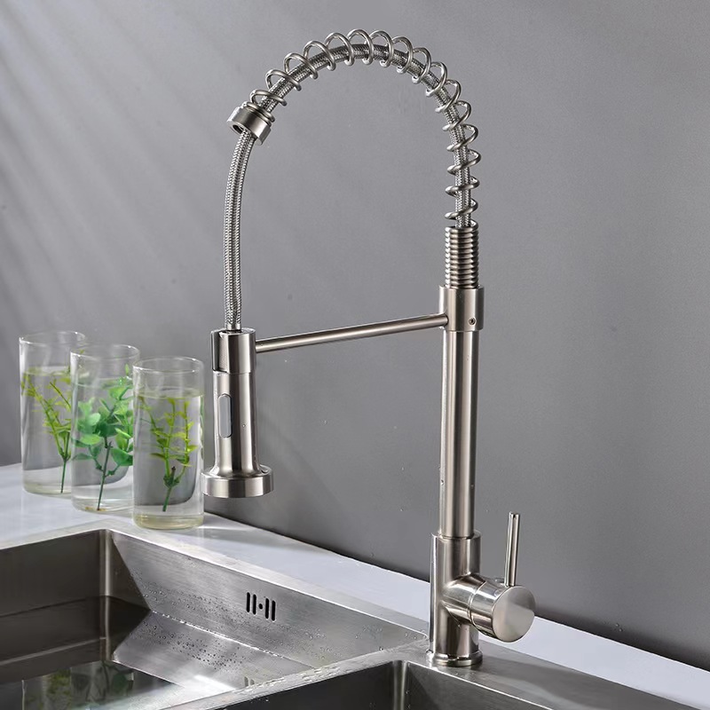 Oil Rubbed Black Spring Pull-Out Kitchen Faucet, Solid Brass