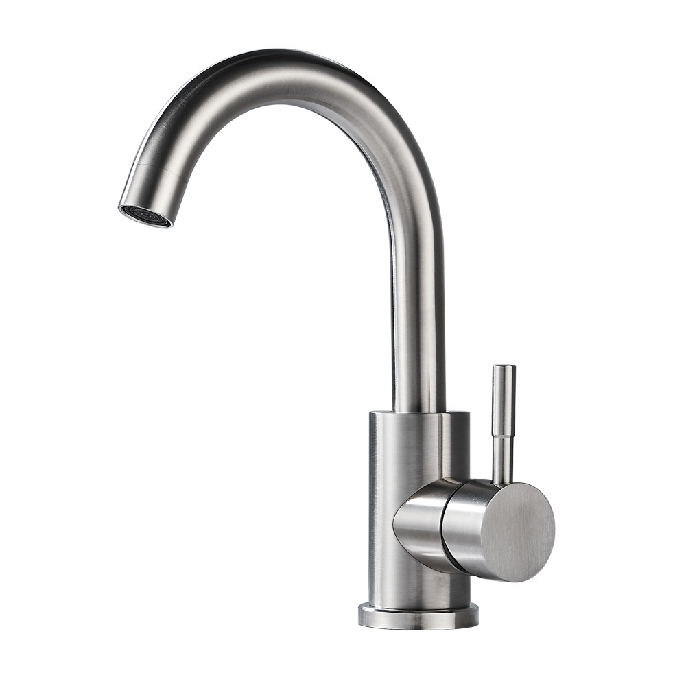 Brushed Gold Single Lever Kitchen Mixer Faucet, Solid Brass