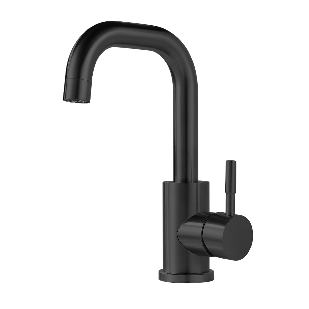Brushed Gold Single Lever Kitchen Mixer Faucet, Solid Brass