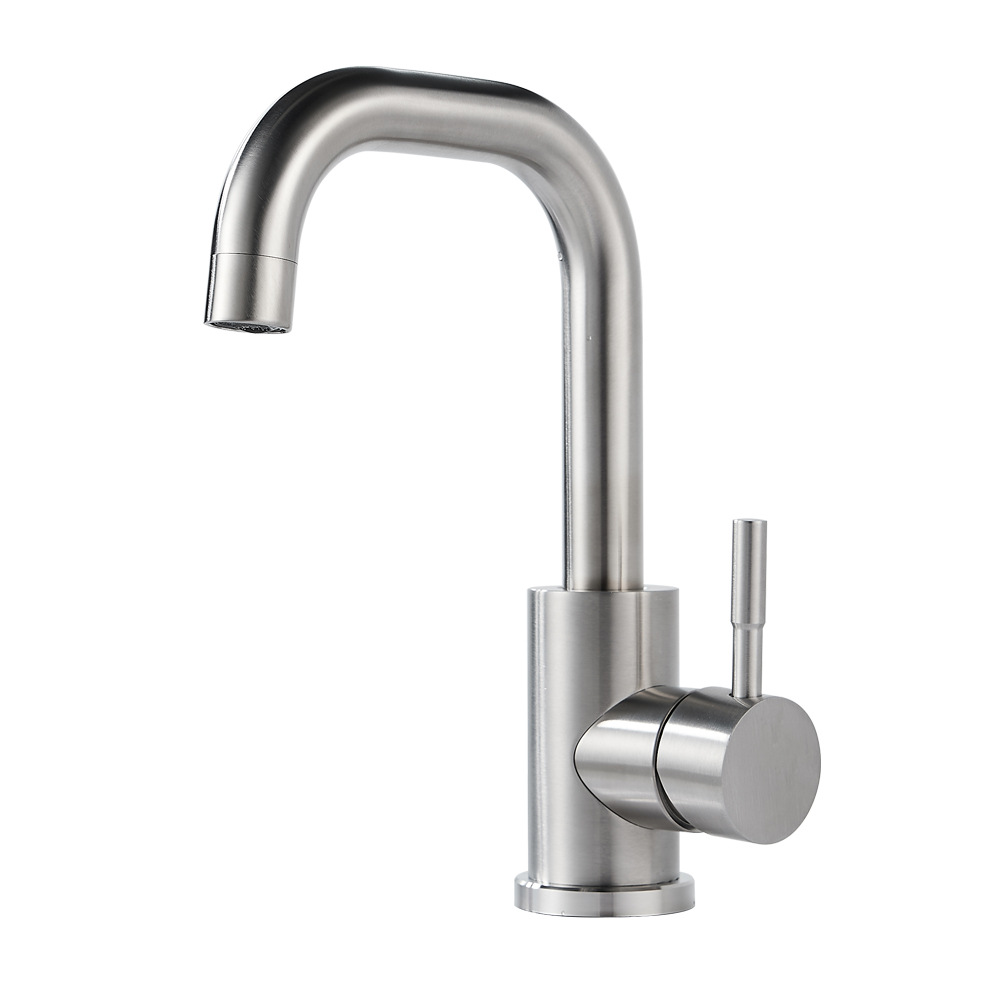 Brushed Gold Single Lever Kitchen Mixer Faucet, Solid Brass