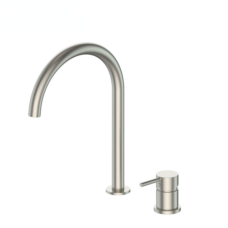 Brushed Nickel Separate Two Piece Kitchen Mixer Faucet, Solid Brass