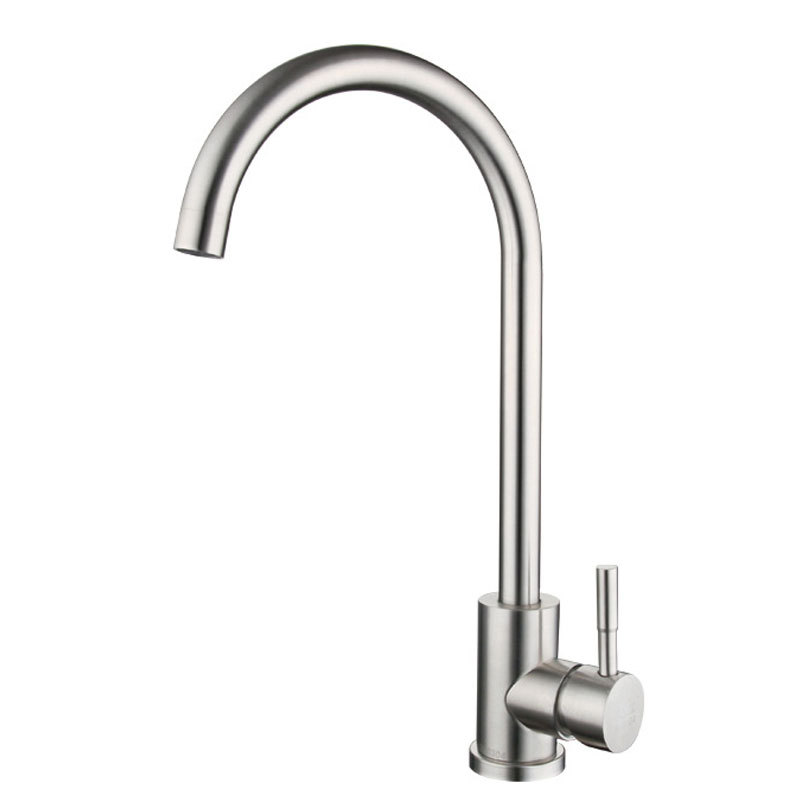Brushed Nickel Single Lever High Arc Kitchen Mixer Faucet, Solid Brass
