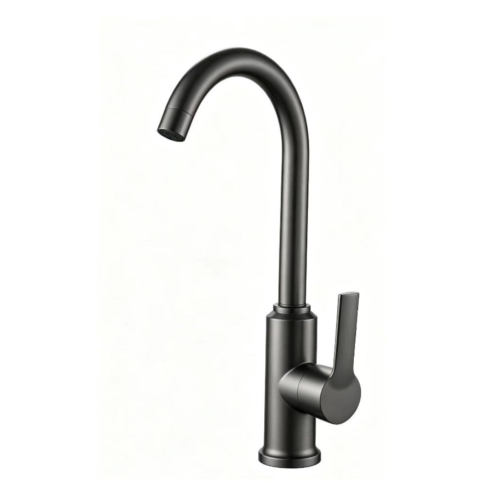 Chrome Single Lever High Arc Rotatable Kitchen Mixer Faucet, Solid Brass