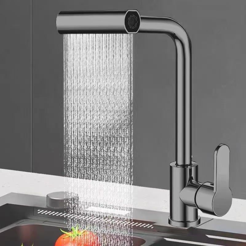 Matte Black Single Lever Square High Arc Kitchen Mixer Faucet, Solid Brass