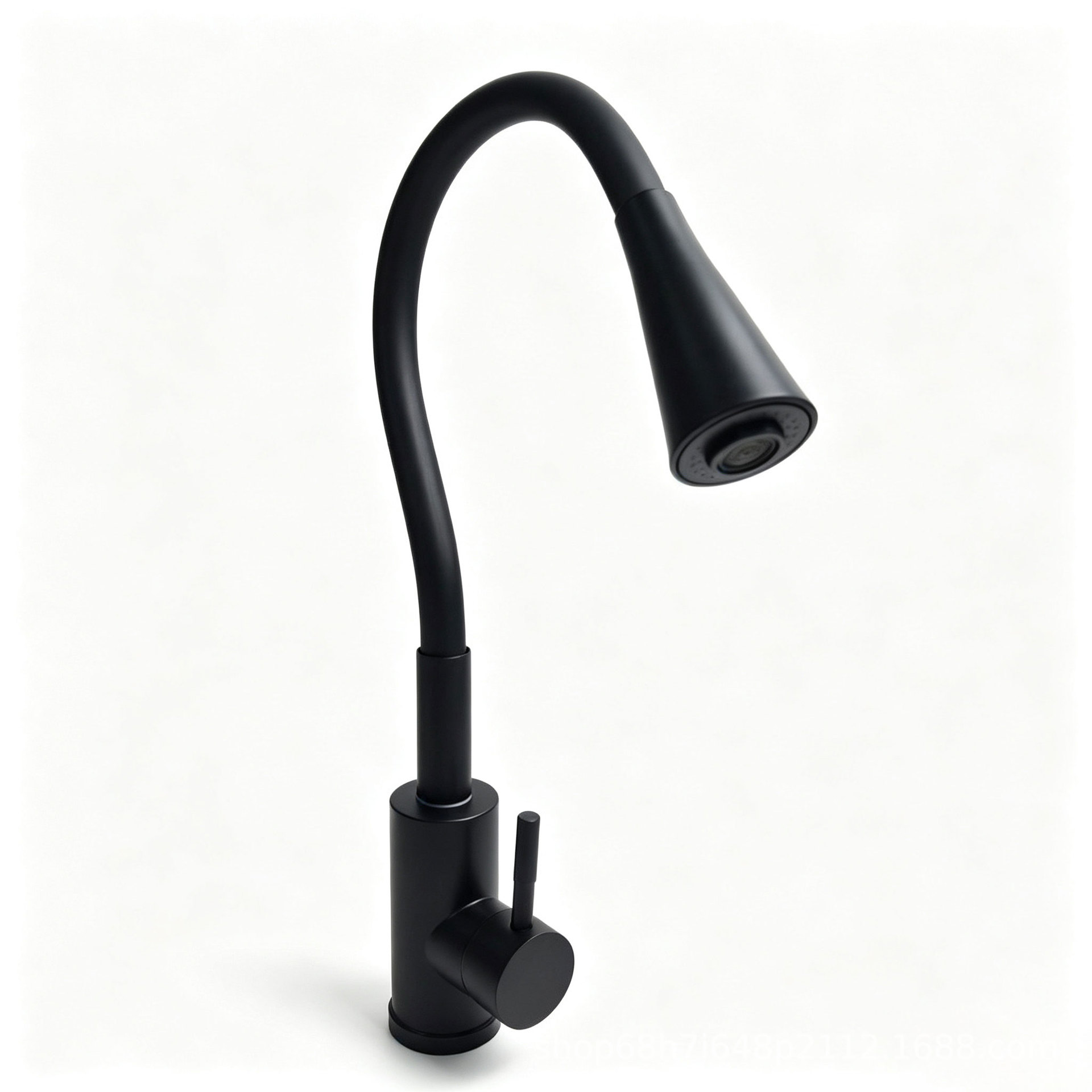 Matte Black Single Lever Flexible Pull Out Kitchen Mixer Faucet, Solid Brass