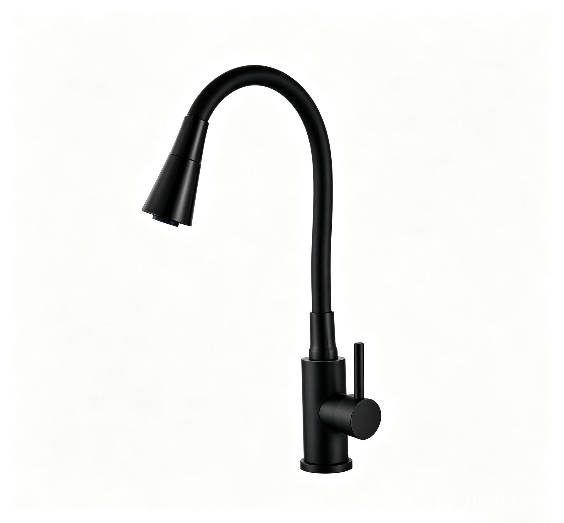 Matte Black Single Lever Flexible Pull Out Kitchen Mixer Faucet, Solid Brass