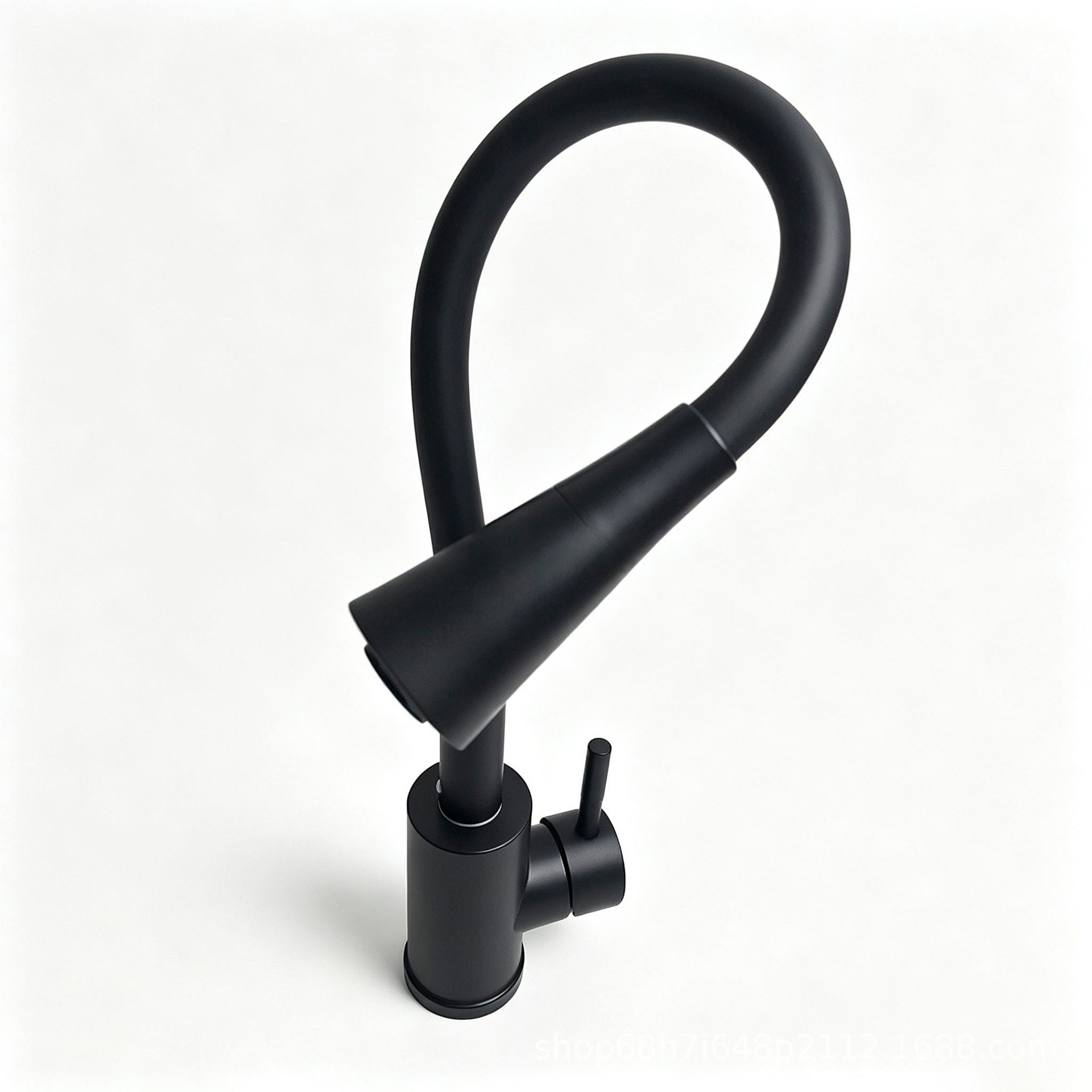 Matte Black Single Lever Flexible Pull Out Kitchen Mixer Faucet, Solid Brass