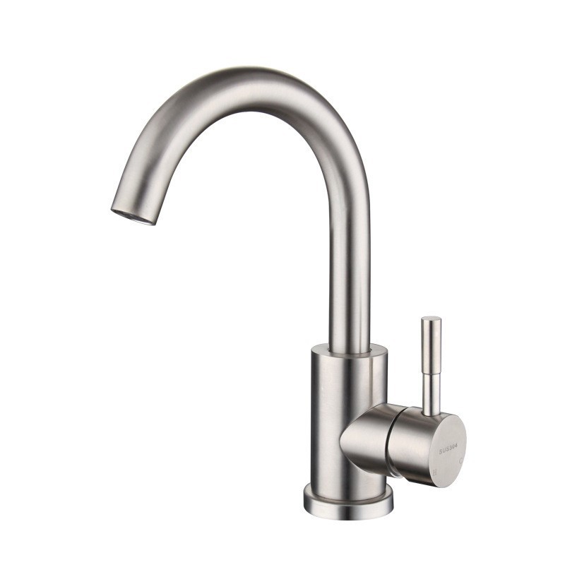 Brushed Gold Single Lever Basin Mixer Faucet, Solid Brass