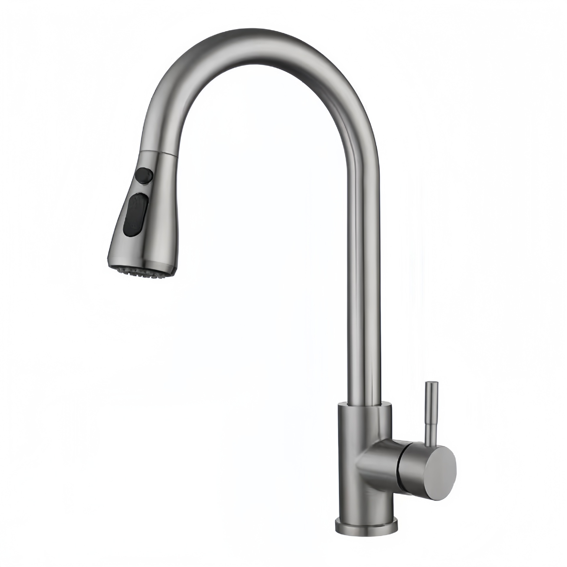 Matte Black Single Lever Pull Down Kitchen Mixer Faucet, Solid Brass