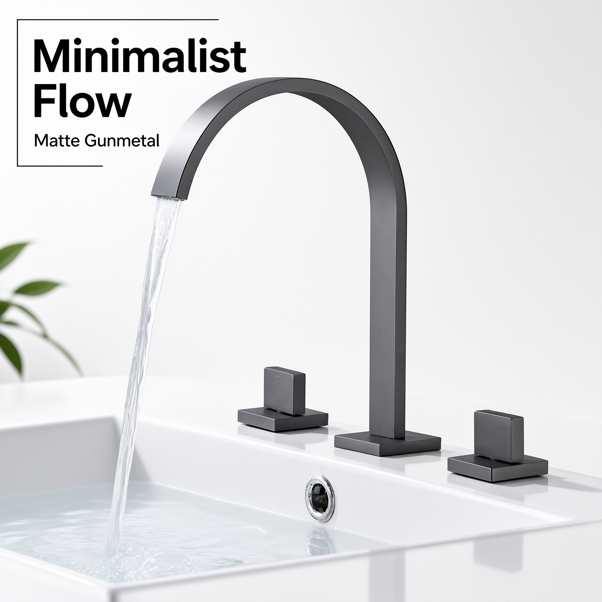 Gun Gray 5 Hole Deck Mount Bathtub Faucet Set, Freestanding Tub Tap with Handheld Shower Sprayer