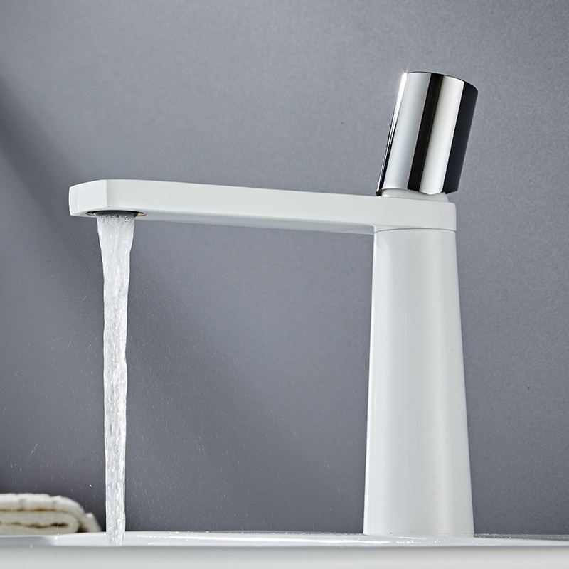 Gun Gray Single Lever Basin Faucet, Modern Wide Spout Bathroom Vanity Sink Tap