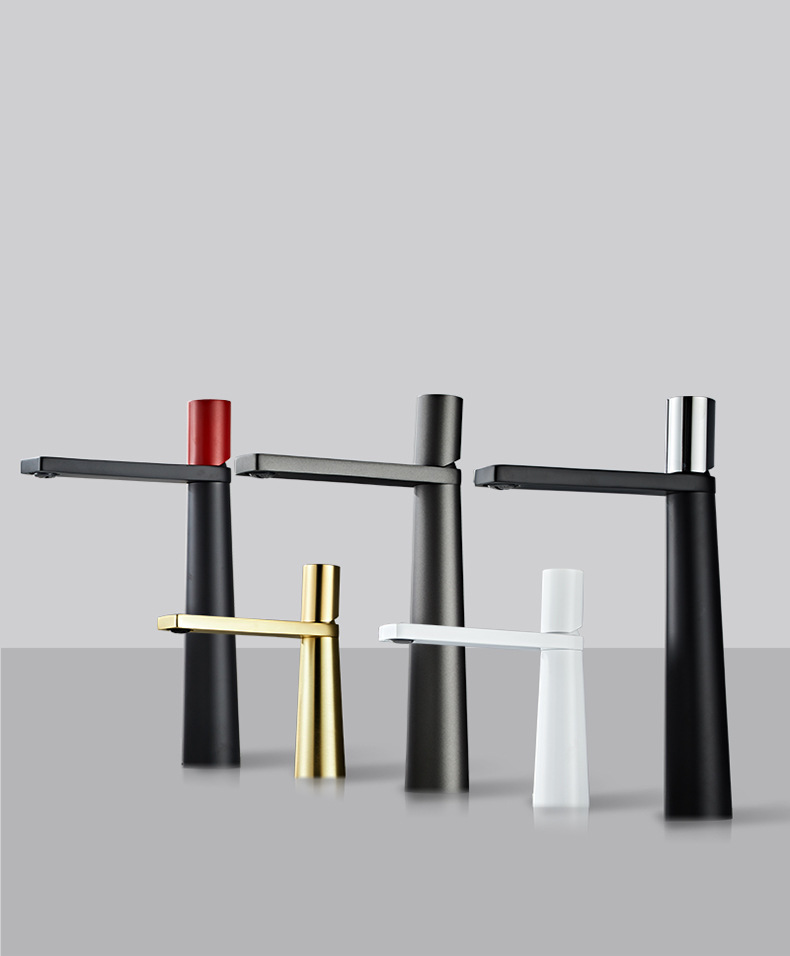 Gun Gray Single Lever Basin Faucet, Modern Wide Spout Bathroom Vanity Sink Tap