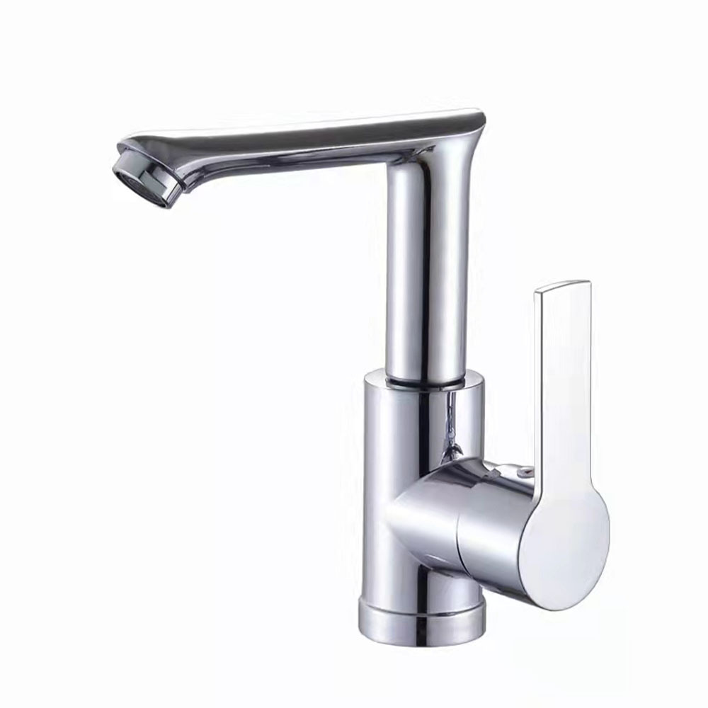 Polished Chrome Swivel Spout Basin Faucet, Single Lever Rotatable Bathroom Vanity Sink Tap