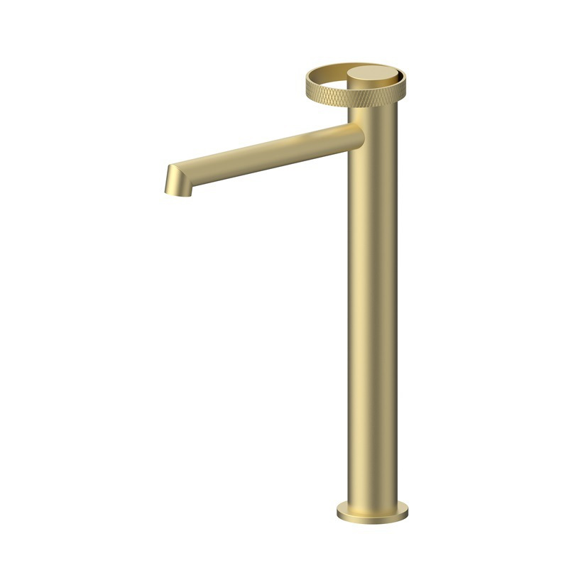 Matte Black & Rose Gold Basin Faucet, Knurled Ring Single Lever Bathroom Sink Tap