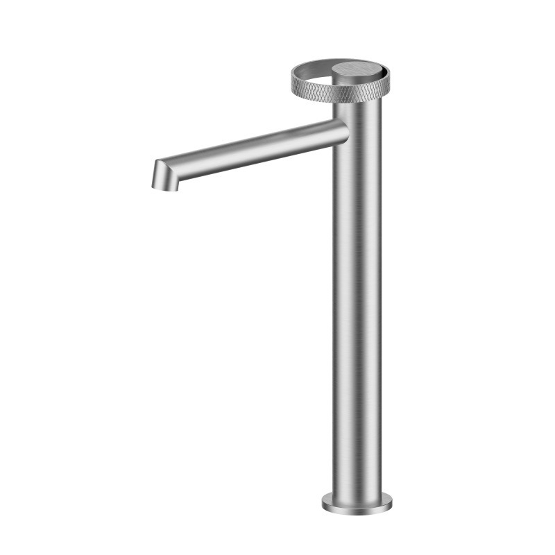 Matte Black & Rose Gold Basin Faucet, Knurled Ring Single Lever Bathroom Sink Tap