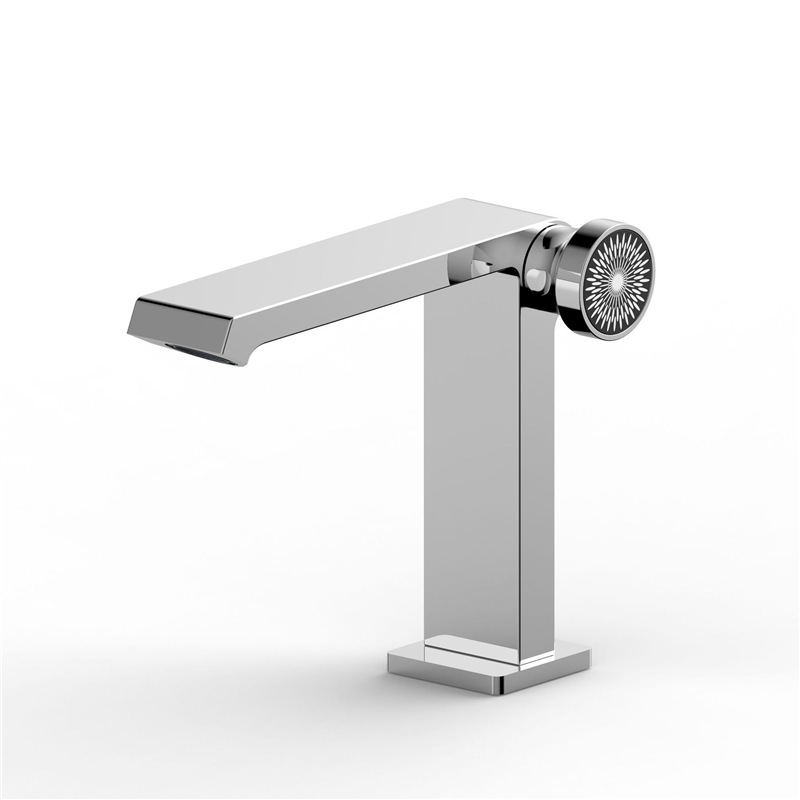Brushed Champagne Gold Single Knob Basin Faucet, Square Modern Bathroom Vanity Sink Tap