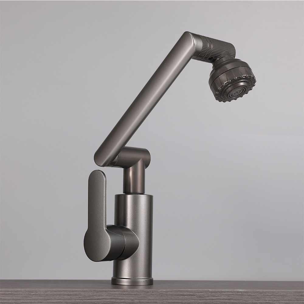 Matte Black Multi-joint Swing Basin Faucet, Multi-Angle Rotatable Bathroom Sink Tap