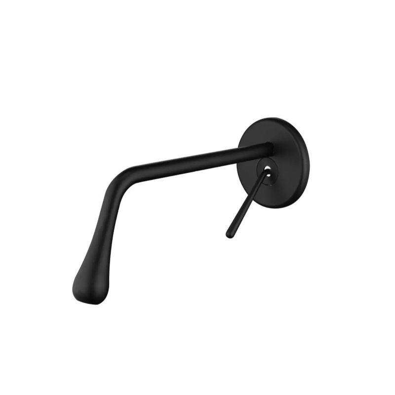 Matte Black Wall Mounted Basin Faucet, Single Lever Concealed Bathroom Sink Tap