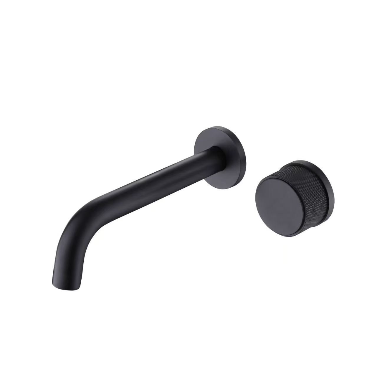 Brushed Nickel Wall Mounted Basin Faucet, Knurled Single Handle Concealed Bathroom Sink Tap