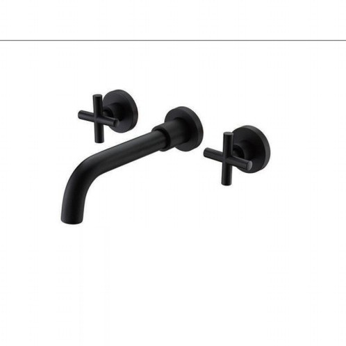 Brushed Gold Wall Mounted Basin Faucet, Single Lever Concealed Bathroom Sink Tap