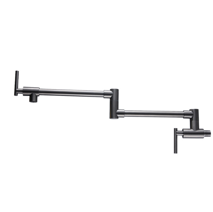Polished Chrome Wall Mount Pot Filler Faucet, Double Cross Handle Swing Foldable Kitchen Tap