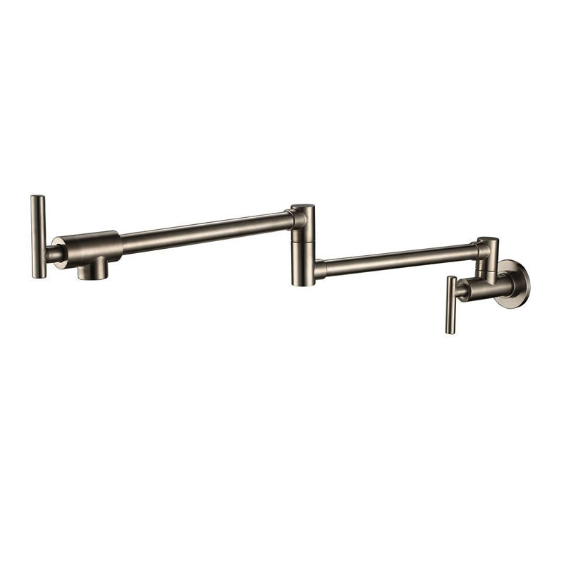 Polished Chrome Wall Mount Pot Filler Faucet, Double Cross Handle Swing Foldable Kitchen Tap