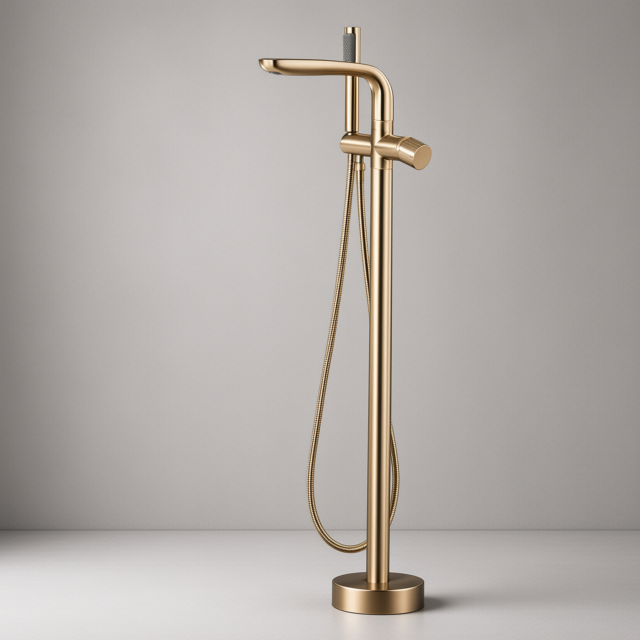 Gunmetal Grey Freestanding Bathtub Faucet, Floor Mount Tub Tap with Handheld Shower