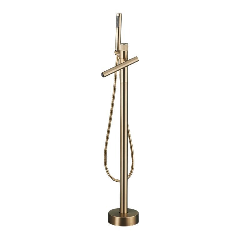 Brushed Gold Freestanding Bathtub Faucet, Floor Mount Tub Tap with Handheld Shower