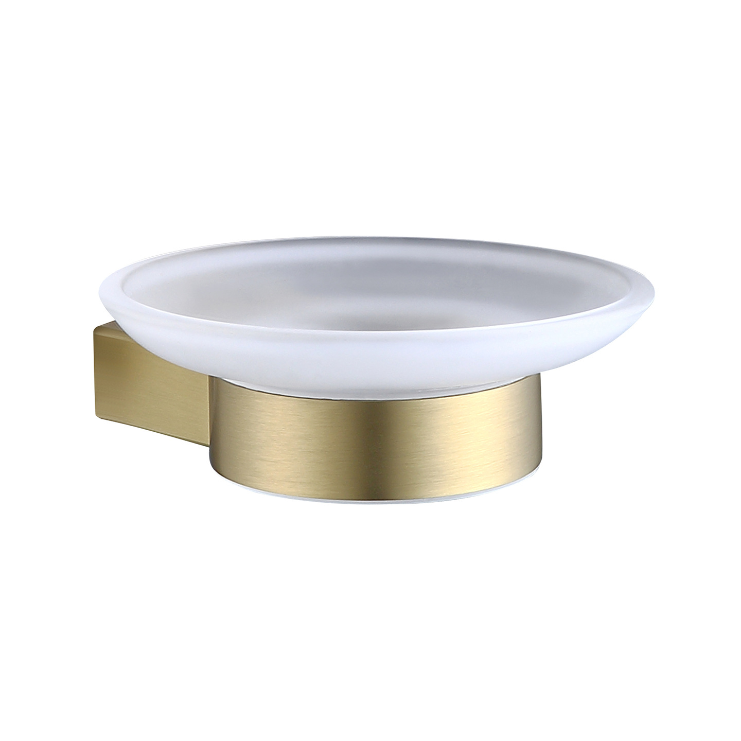 Brushed Gold Wall Mount Frosted Glass Tumbler Holder, Bathroom Toothbrush Cup Holder
